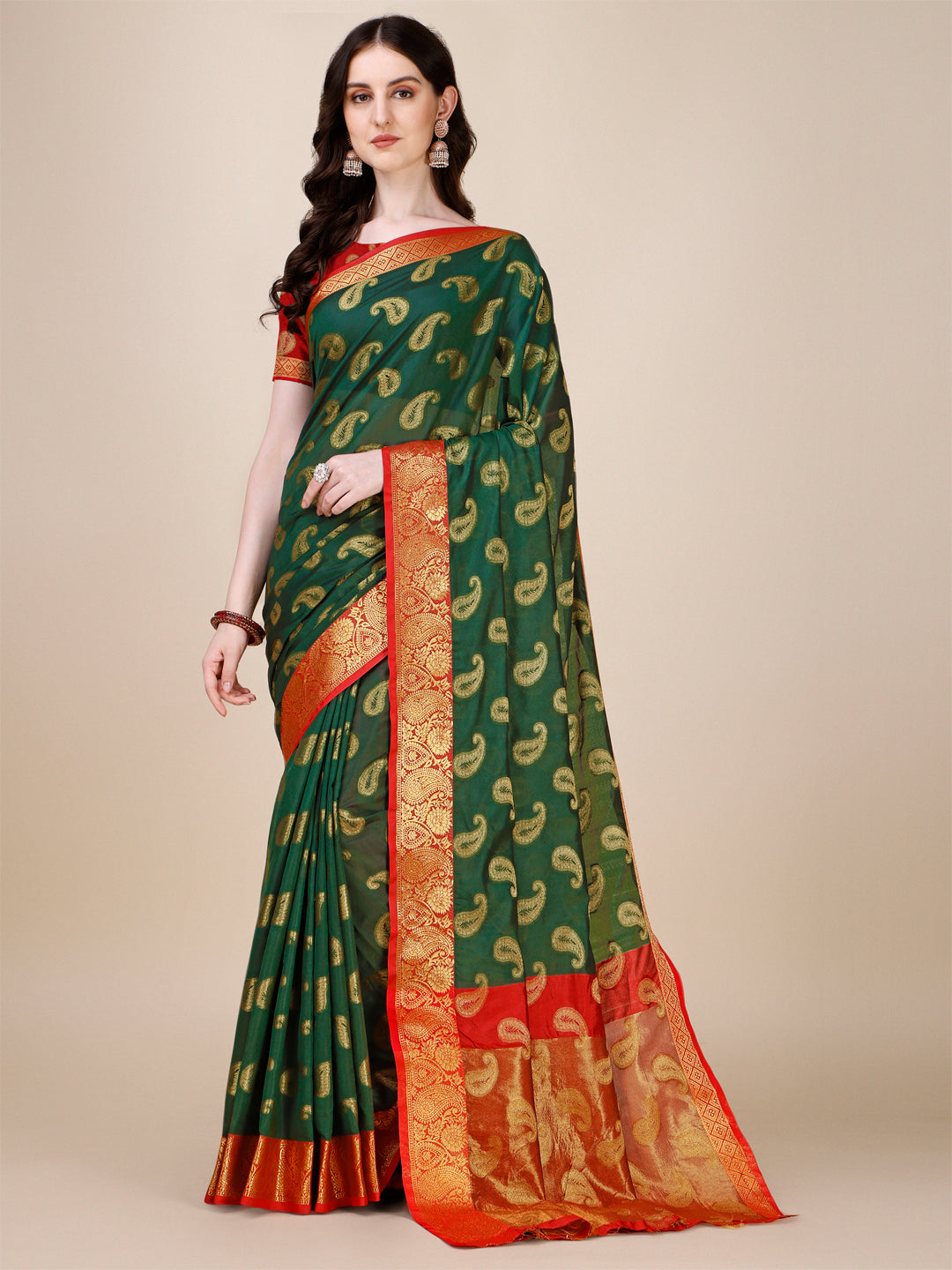 Queen of Hearts by Deepa Mehta - Jewel Tones Kanjivaram Silk Cotton  Mubbagam Rekha Saree The Rekha Saree Buy now:  https://www.qohindia.com/products/jewel-tones-kanjivaram-silk-cotton -mubbagam-rekha-saree-3 A handloom silk cotton kanjivaram mubbagam ...