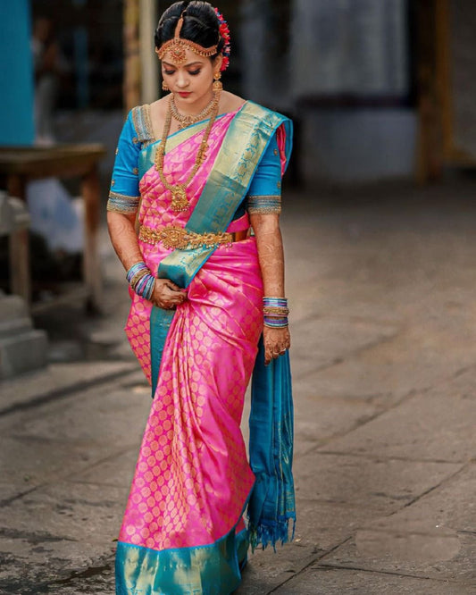 Multicolor Banarasi Soft Lichi Silk Saree