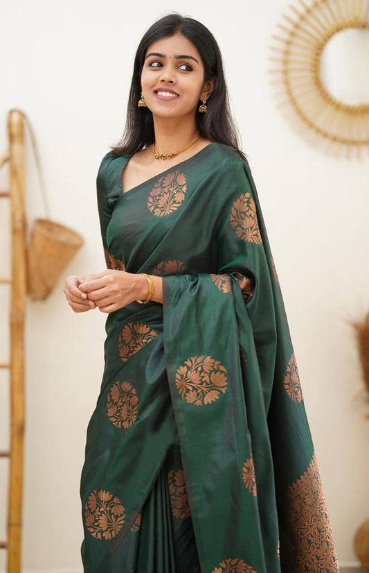 Green Kanjivaram Soft Lichi Silk Saree