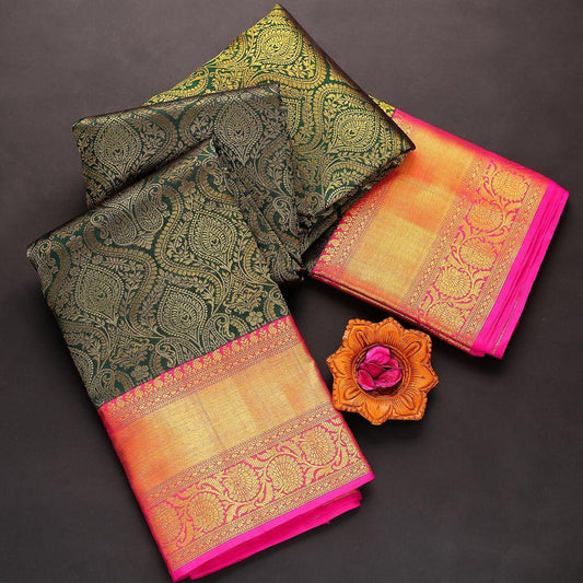 Multicolor Banarasi Soft Lichi Silk Saree